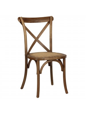Sedia In Legno Cross Impilabile, Seduta Intreccio Rattan (Marrone Chiaro)