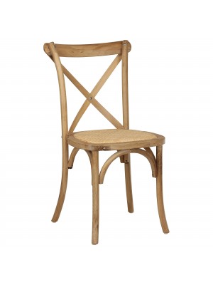 Sedia In Legno Cross Impilabile, Seduta Intreccio Rattan (Naturale)