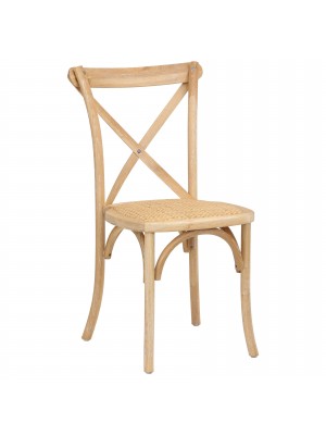 Vista diagonale di una sedia legno Cross artigianale colore Grigio Chiaro antico Totò Piccinni