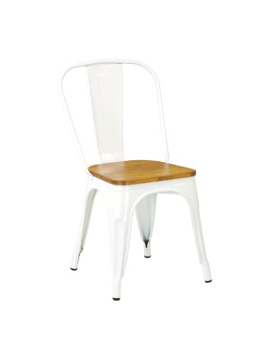 Sedia da esterno in metallo colore Bianco con seduta in legno design industriale modello Industry Totò Piccinni