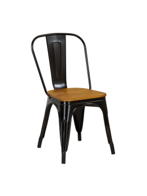 Sedia da esterno in metallo colore Nero con seduta in legno design industriale modello Industry Totò Piccinni