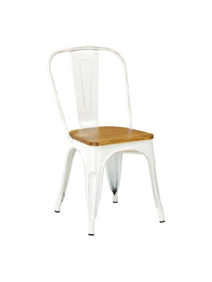 Sedia da esterno in metallo colore Vintage Bianco con seduta in legno design industriale modello Industry Totò Piccinni