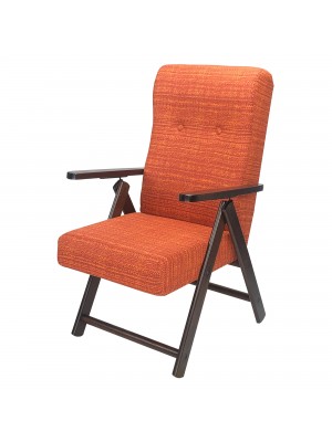 Sedia a sdraio reclinabile in legno abete faggio e resistente cuscino imbottito 100% cotone facilmente ripiegabile arancione mèlange Molisana Totò Piccinni