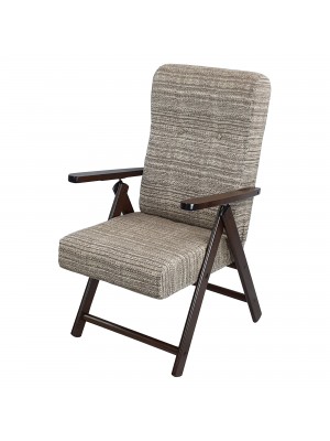 Sedia a sdraio reclinabile in legno abete faggio e resistente cuscino imbottito 100% cotone facilmente ripiegabile beige mèlange Molisana Totò Piccinni