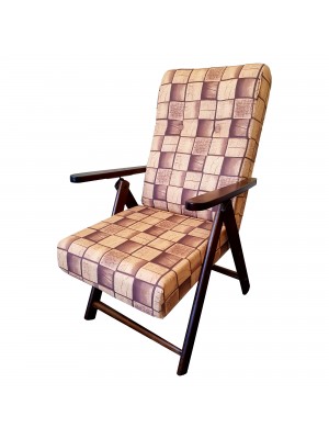 Sedia a sdraio reclinabile in legno abete faggio e resistente cuscino imbottito 100% cotone facilmente ripiegabile marrone Totò Piccinni
