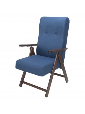 Sedia a sdraio reclinabile in legno abete faggio e resistente cuscino imbottito 100% cotone facilmente ripiegabile blu Molisana Totò Piccinni