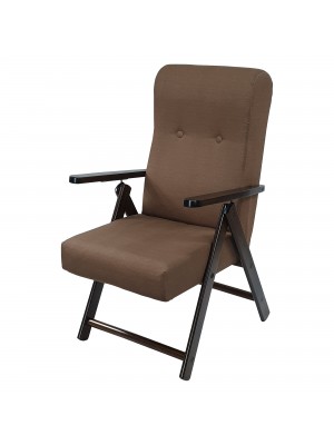 Sedia a sdraio reclinabile in legno abete faggio e resistente cuscino imbottito 100% cotone facilmente ripiegabile marrone castagno Molisana Totò Piccinni