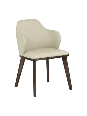 Poltroncina BRENTA in similpelle imbottita con struttura e gambe in legno massello pregiato (Beige)