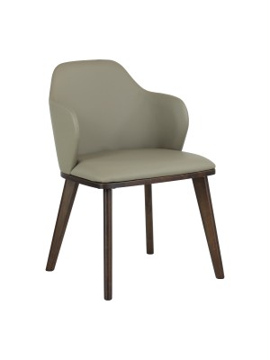 Sedia moderna in similpelle imbottita colore Tortora con gambe in legno modello Brenta Totò Piccinni