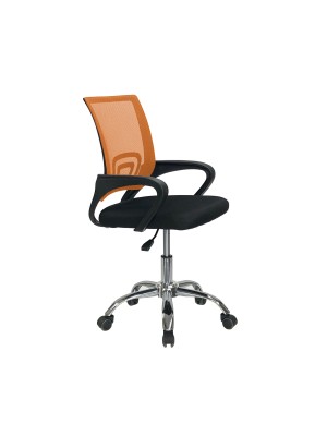 Sedia poltrona ufficio ergonomica con base cromata ad altezza regolabile colore arancione AQUARIUS Totò Piccinni