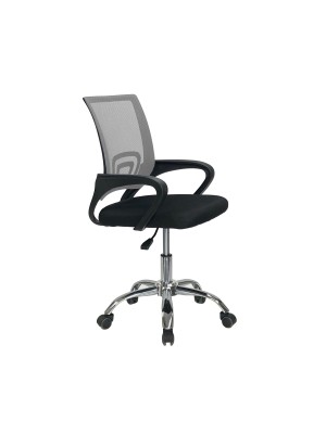Sedia poltrona ufficio ergonomica con base cromata ad altezza regolabile colore grigio AQUARIUS Totò Piccinni