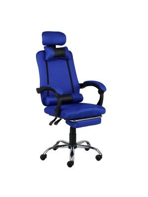 Sedia Ufficio BETA Gaming Ergonomica Reclinabile Girevole con cuscini e poggiapiedi con rotelle e poggiatesta (Blu)