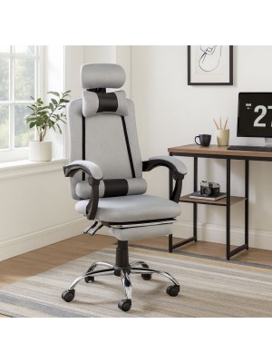 Vista ambientata Sedia ufficio colore Grigio girevole ergonomica e reclinabile modello Beta Totò Piccinni