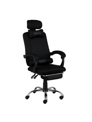 Sedia Ufficio BETA Gaming Ergonomica Reclinabile Girevole con cuscini e poggiapiedi con rotelle e poggiatesta (Nero)