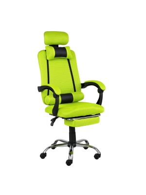 Sedia Ufficio BETA Gaming Ergonomica Reclinabile Girevole con cuscini e poggiapiedi con rotelle e poggiatesta (Verde)
