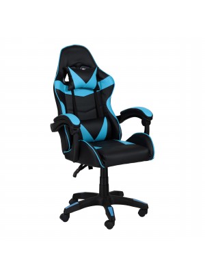 Sedia GAMING Ergonomica Reclinabile Girevole con cuscini in similpelle (Azzurro)