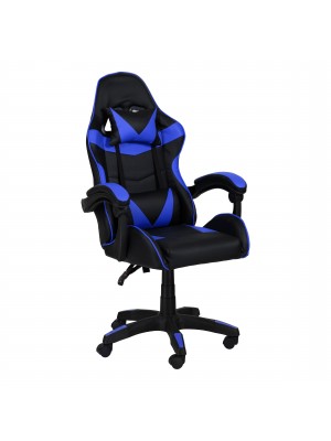 Sedia GAMING Ergonomica Reclinabile Girevole con cuscini in similpelle (Blu)