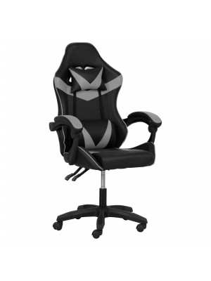 Sedia GAMING Ergonomica Reclinabile Girevole con cuscini in similpelle (Grigio)