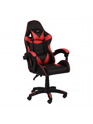 Sedia GAMING Ergonomica Reclinabile Girevole con cuscini in similpelle (Rosso)