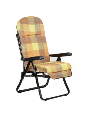 Poltrona Sedia Sdraio SOFIA con poggiapiedi estraibile MADE IN ITALY con cuscino (Arancione)