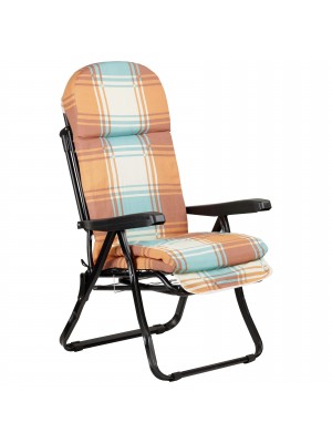 Poltrona Sedia Sdraio SOFIA con poggiapiedi estraibile MADE IN ITALY con cuscino (Celeste/Arancione)