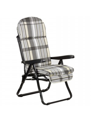 Poltrona Sedia Sdraio SOFIA con poggiapiedi estraibile MADE IN ITALY con cuscino (Grigio)