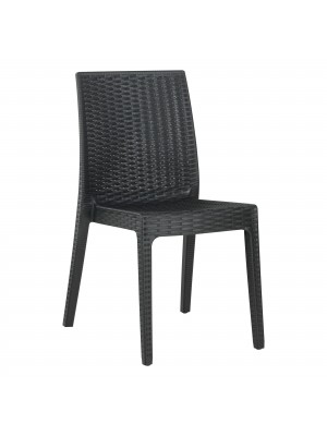 Sedia senza braccioli in resina simil rattan colore Antracite impilabili modello Selene Totò Piccinni