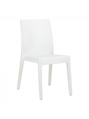 Sedia senza braccioli in resina simil rattan colore Bianco impilabili modello Selene Totò Piccinni
