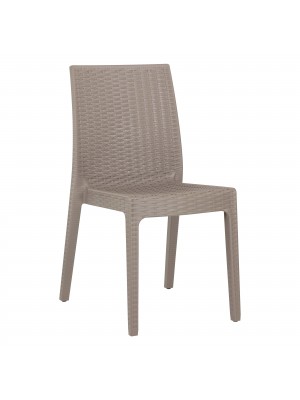 Sedia senza braccioli in resina simil rattan colore Tortora impilabili modello Selene Totò Piccinni