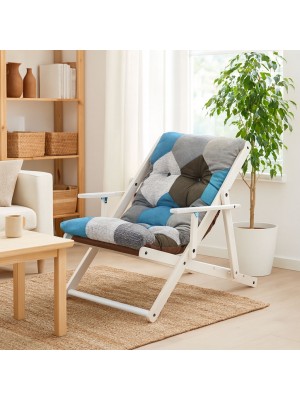 Vista ambientata poltrona sedia sdraio harmony relax in legno pieghevole con 3 posizioni Patchwork Moon Totò Piccinni