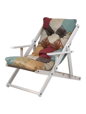 poltrona sedia sdraio harmony relax in legno pieghevole con 3 posizioni patchwork touch