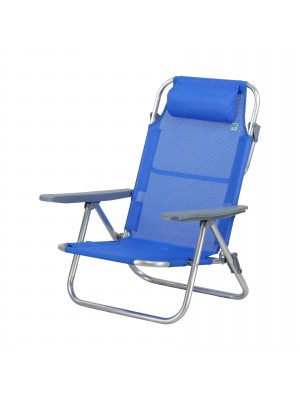 sedia da spiaggia in alluminio con colore tessuto Blu- Avana Totò Piccinni