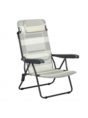 Sdraio colore "Beige/Grigio" con braccioli e cuscino in Textilene modello Marina Totò Piccinni