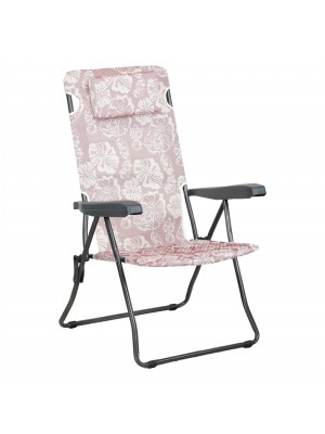 Sdraio colore "Rosa Floreale" con braccioli e cuscino in Textilene modello Lipbul Totò Piccinni