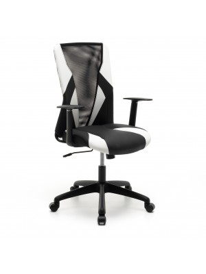sedia da ufficio ergonomica bianca girevole vista diagonale
