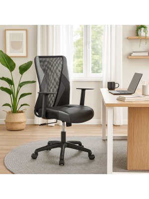 Vista ambientata Sedia ufficio ergonomica colore Grigio girevole con altezza regolabile modello Team Totò Piccinni