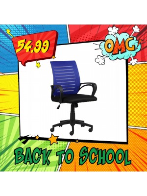 Sedia Poltrona Ufficio ASTRA con Braccioli, Girevole 360°, Altezza Regolabile, Ergonomica (Blu)