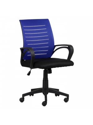 Sedia Poltrona Ufficio ASTRA con Braccioli, Girevole 360°, Altezza Regolabile, Ergonomica (Blu)