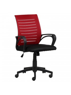 Sedia Poltrona Ufficio ASTRA con Braccioli, Girevole 360°, Altezza Regolabile, Ergonomica (Rosso)