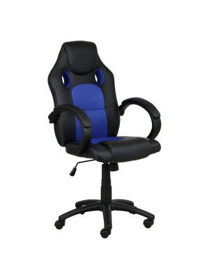 Sedia Ufficio OFFICE Girevole altezza regolabile e basculante poltrona per computer gaming (Blu)