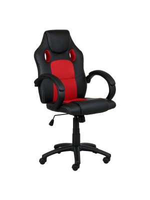 Sedia da gaming colore Rosso girevole con altezza regolabile modello Office Totò Piccinni