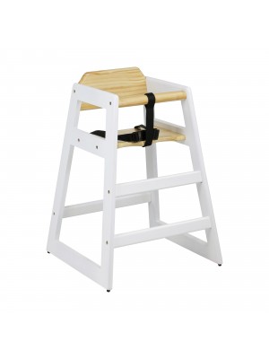 Vista diagonale Seggiolone per bambini in legno colore "Bianco/Naturale" design impilabile Totò piccinni
