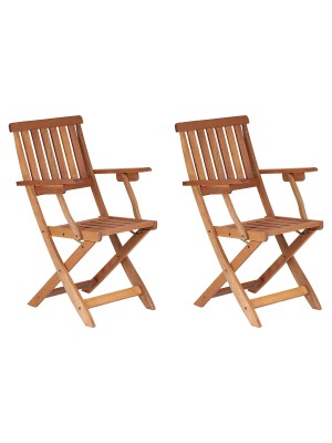 Set 2 Pz Poltrone Pieghevoli Fuji in legno di Eucalipto da giardino per esterno