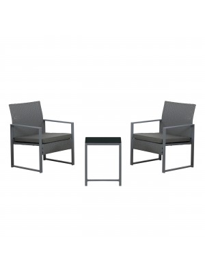 Set da giardino in poly rattan 2 poltrone e tavolino - STEEL BISTROT