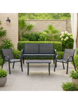 Vista ambientata Salotto da giardino in metallo colore Grigio modello Marsiglia Totò Piccinni