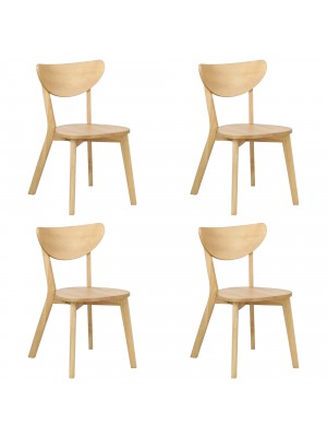 Set 4 Pezzi Sedia CHIDRO completamente in legno pregiato solido e robusto (Rovere Naturale)