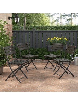 Vista ambientata Sedia da giardino pieghevole colore Marrone struttura in metallo modello Panama Totò Piccinni