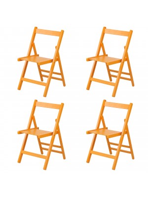 set 4 sedie in legno di alta qualità pieghevoli colore Arancione Totò Piccinni