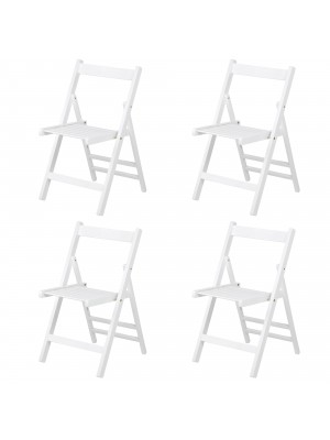 set 4 sedie in legno di alta qualità pieghevoli colore Bianco Totò Piccinni