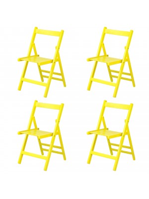 set 4 sedie in legno di alta qualità pieghevoli giallo